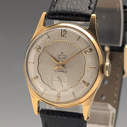 1950年代 英国ヴィンテージ スミス  腕時計 SMITH DeLux AB331 15石機械式 デニソンケース 動作良好